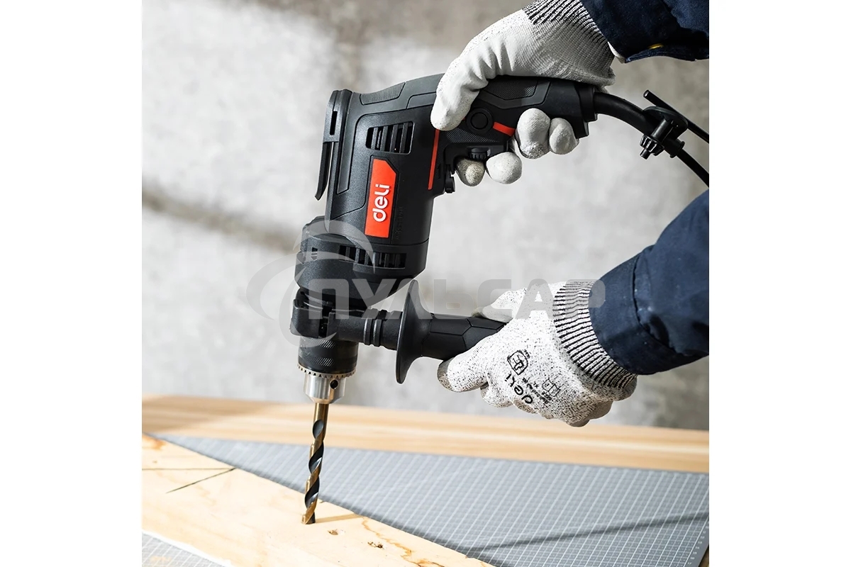 Дрель Deli DE-CZ13-1E, 680Вт, сетевая, ударная