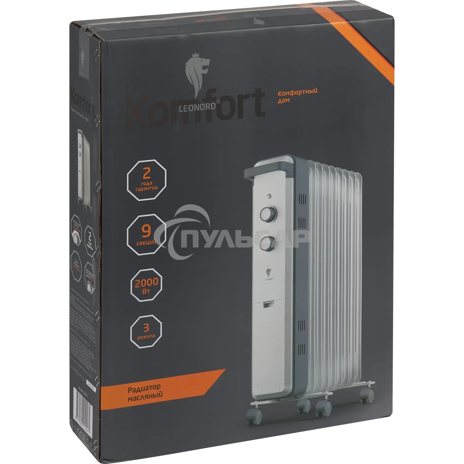 Радиатор масляный LEONORD LE-2009 9 секц. 2 кВт (110275)