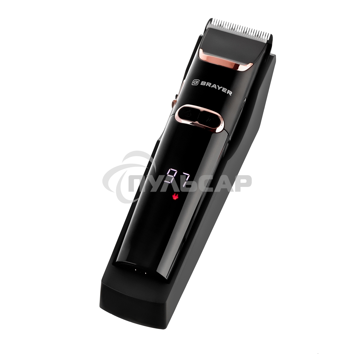 Машинка для стрижки BRAYER BR3401, LED-дисплей, 4 насад, турбо, титан. покр, регу. высоты лезвий