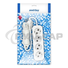 Удлинитель бытовой Smartbuy (SBE-10-4-03-N) 4 гнз х 3,0 м (10А/2.2кВт, ПВС 2х1.0)