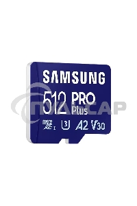 Флеш карта microSDXC 512GB Samsung PRO Plus Class 10, A2, V30, UHS-I (U3), W 130 МБ/с, R 180 МБ/с, <MB-MD512SA/KR> адаптер на SD