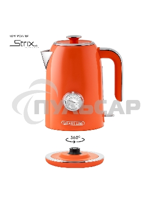 Чайник электрический Galaxy Line GL 0351, апельсиновый фреш, металл, 2200 Вт, 1,7 л