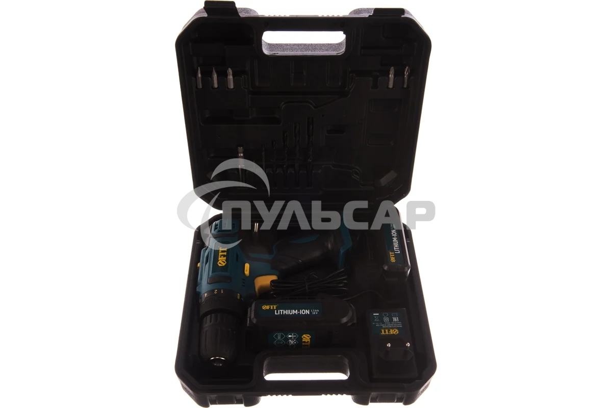 Дрель-Шуруповерт Fit 80189, Аккумуляторная, 18В, 2 АКБ, Кейс