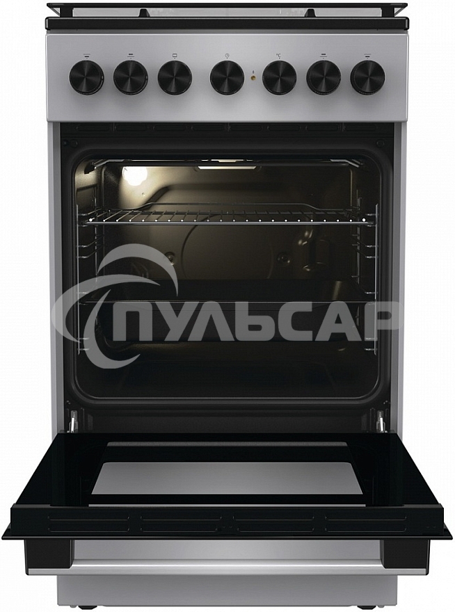 Плита комбинированная Gorenje GK5B44SF серебристый, конфорок 4 газовых, духовка 70 л, 50 см x 85 см x 59.4 см