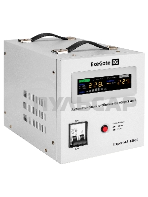 Стабилизатор напряжения ExeGate Expert AS-15000 (15000ВА, вход 140-260В, цветной дисплей, выход 220В±8%, КПД 98%, 5 уровней защиты, задержка, усиленный метал. корпус, клем.колодка, RTL)