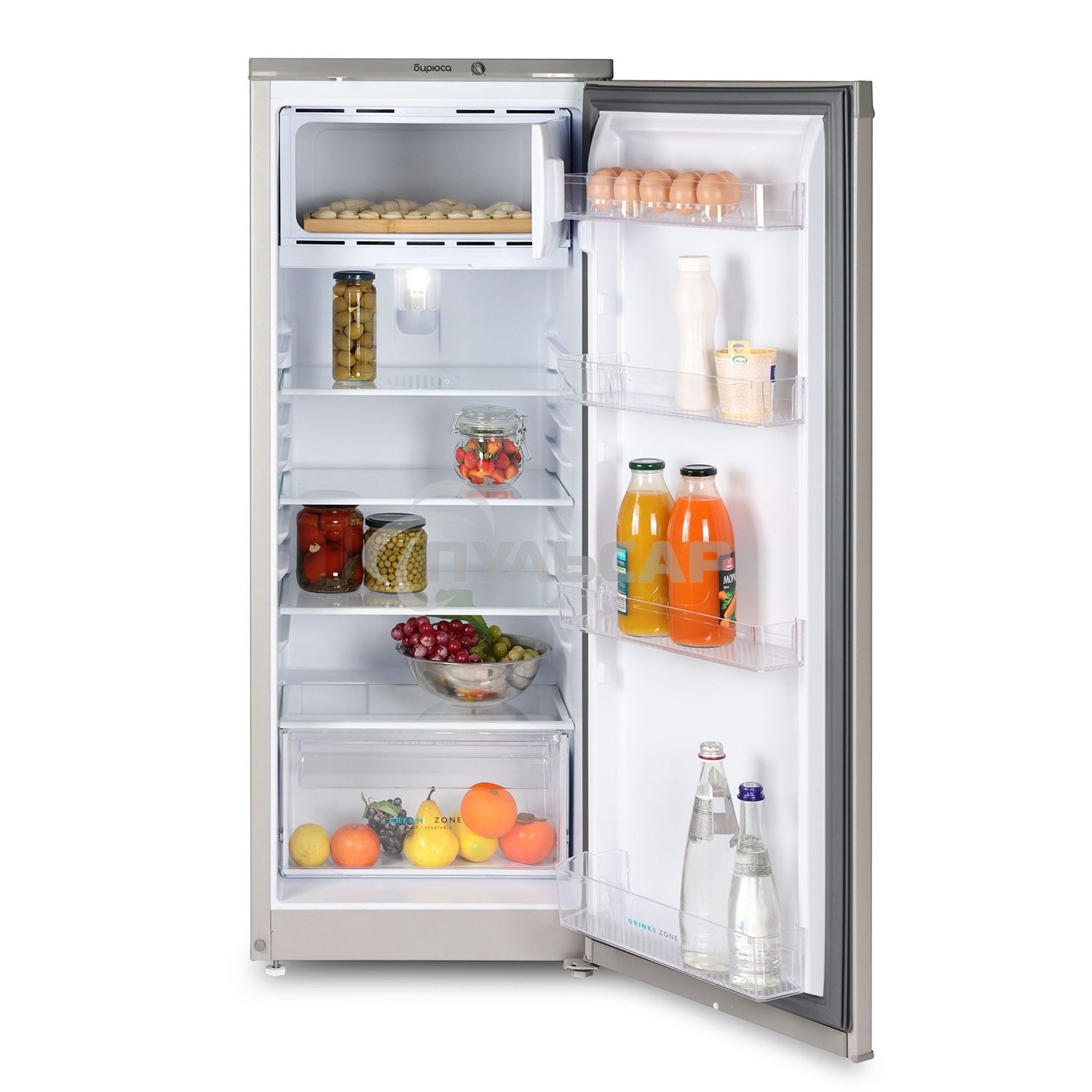 Холодильник Бирюса M410 металлик однокамерный 153/27л морозилка сверху