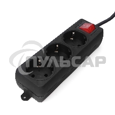 Удлинитель Гарнизон EL-NB-G3-B-3 3р 10А 3м с выключателем и заземлением, черный
