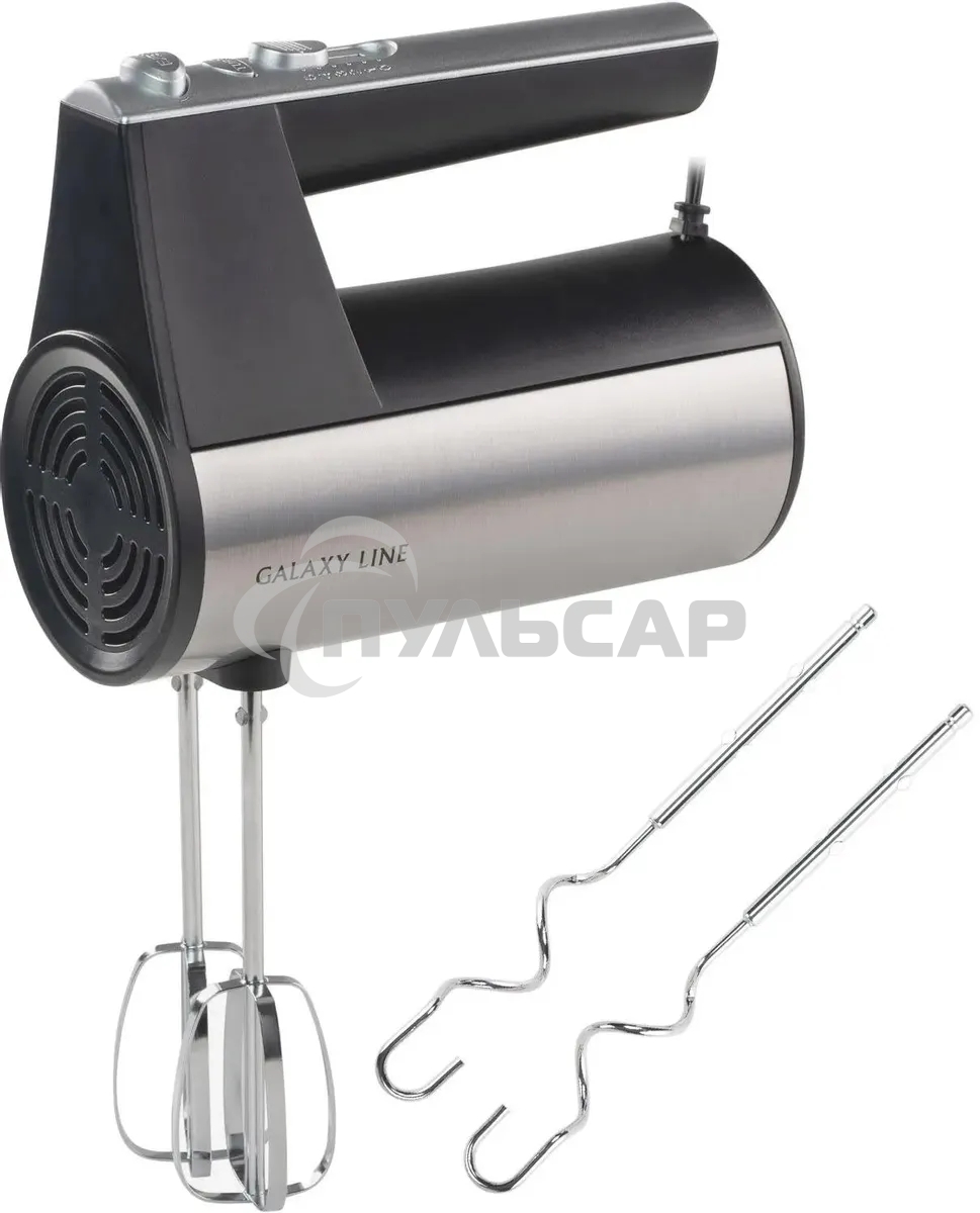 Миксер электрический Galaxy Line GL 2223, серый, ручной, 400 Вт, 5 скоростей, 2 насадки-венчика