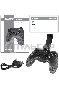 Геймпад Sven GC-5050 черный Bluetooth Беспроводной виброотдача обратная связь (в компл.:держатель для смартфона/кабель USB) (SV-016029)