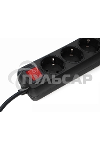 Удлинитель Гарнизон EL-NB-G3-B-3 3р 10А 3м с выключателем и заземлением, черный