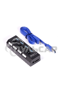USB-хаб Smartbuy (SBHA-7304-B) USB 3.0 хаб + выкл., 4 порта, черный