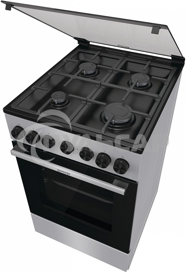 Плита комбинированная Gorenje GK5B44SF серебристый, конфорок 4 газовых, духовка 70 л, 50 см x 85 см x 59.4 см