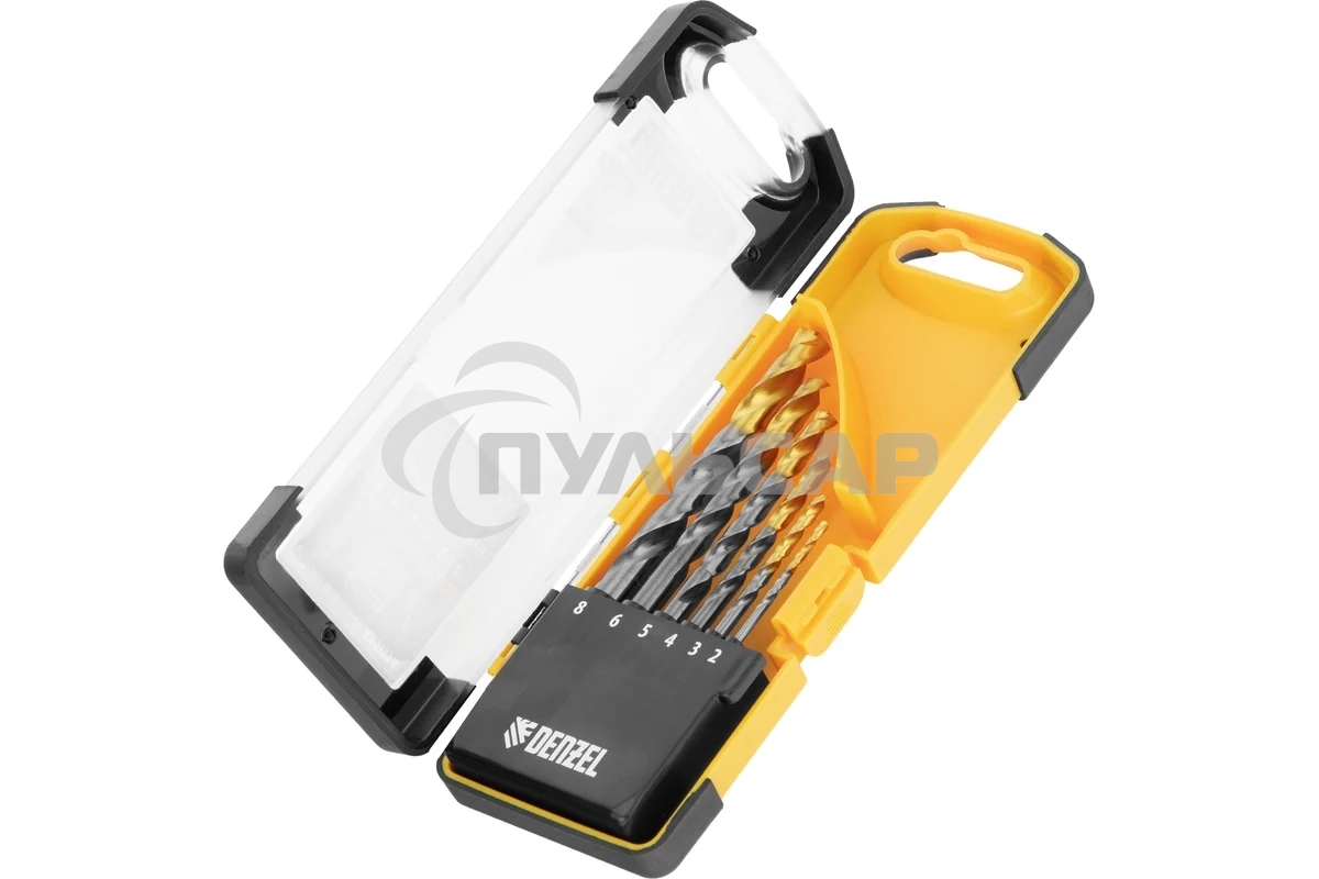 Набор сверл по металлу Denzel 2-8мм, Р6М5К8-TiN, Golden Tip, 6 шт 723004