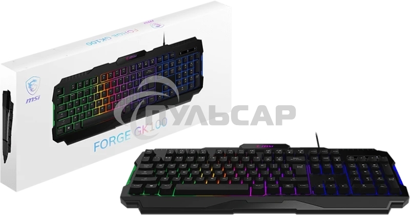 Клавиатура проводная MSI FORGE GK100, Wired, RGb lighting, Anti-ghosting Capability, Black