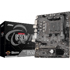 Материнская плата MSI B550M-A PRO, AM4, AMD B550, 2xDDR4, 4xSATA, 1xM.2, 1xPCIe 4.0 x16, 1xPCIe x1, 1xDVI-D, 1xHDMI, 1x 1Gb LAN, 2xUSB 2.0, 4xUSB 3.2 Gen 1, 3x3.5 мм, 7.1, mATX