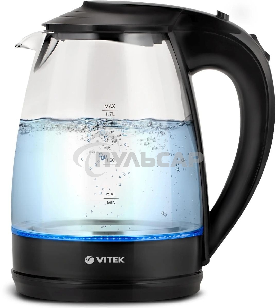 Чайник электрический Vitek VT-1122 TR бесцветное стекло (стекло, 1,7 л, 2200 Вт)