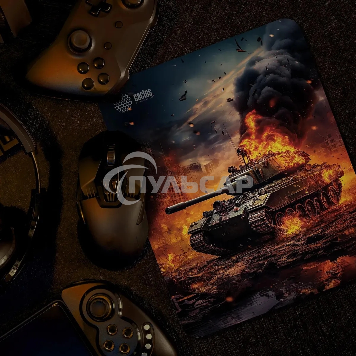 Коврик для мыши Cactus CS-MP-D04M Burning tank 300x250x3мм