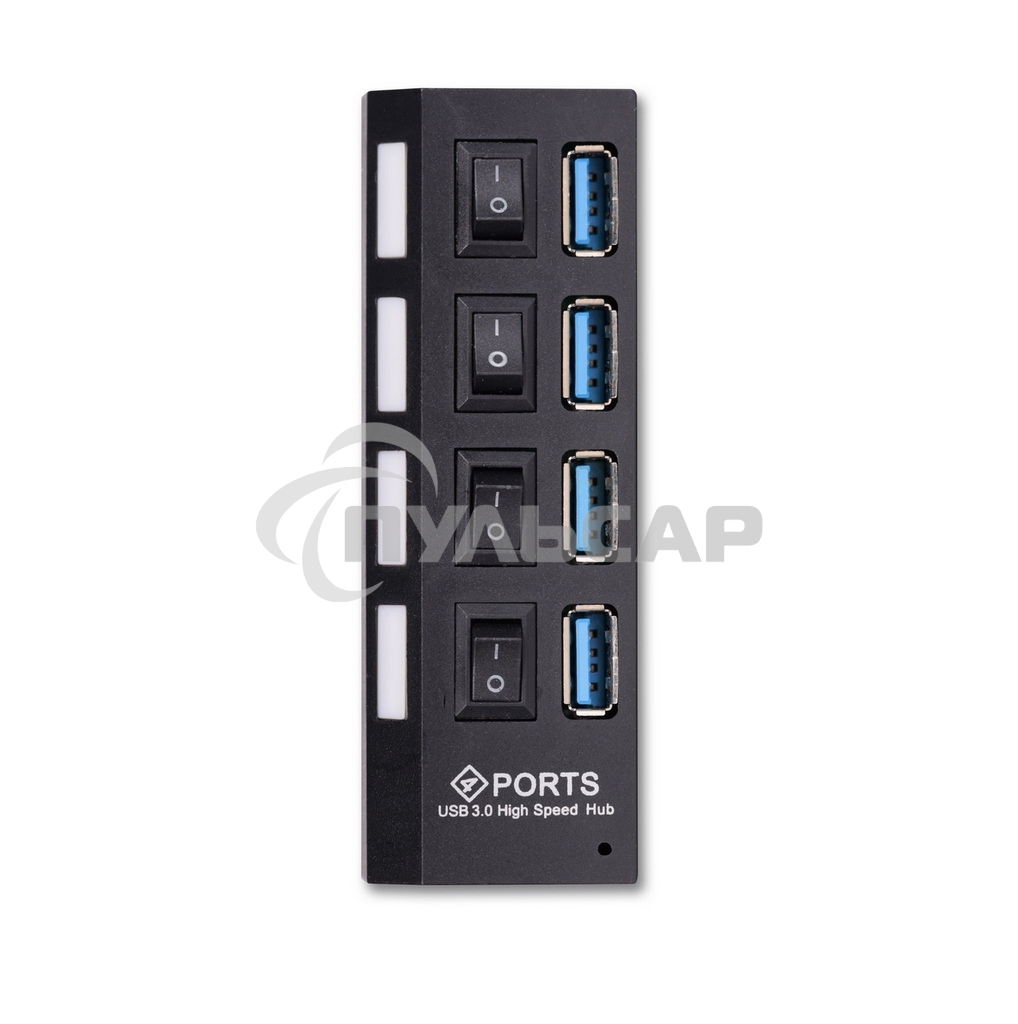 USB-хаб Smartbuy (SBHA-7304-B) USB 3.0 хаб + выкл., 4 порта, черный