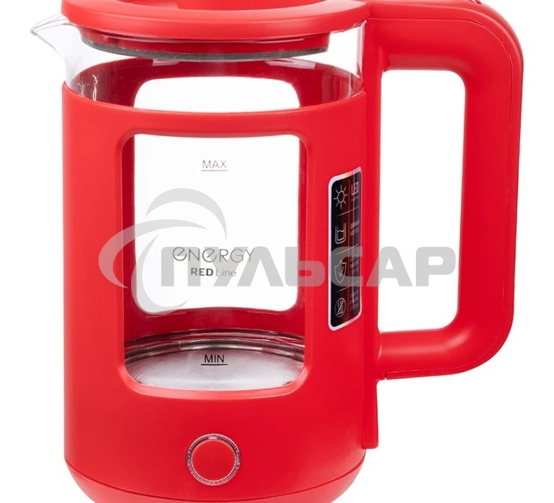 Чайник электрический Energy E-256 1500Вт, 1.5л стекло, красный