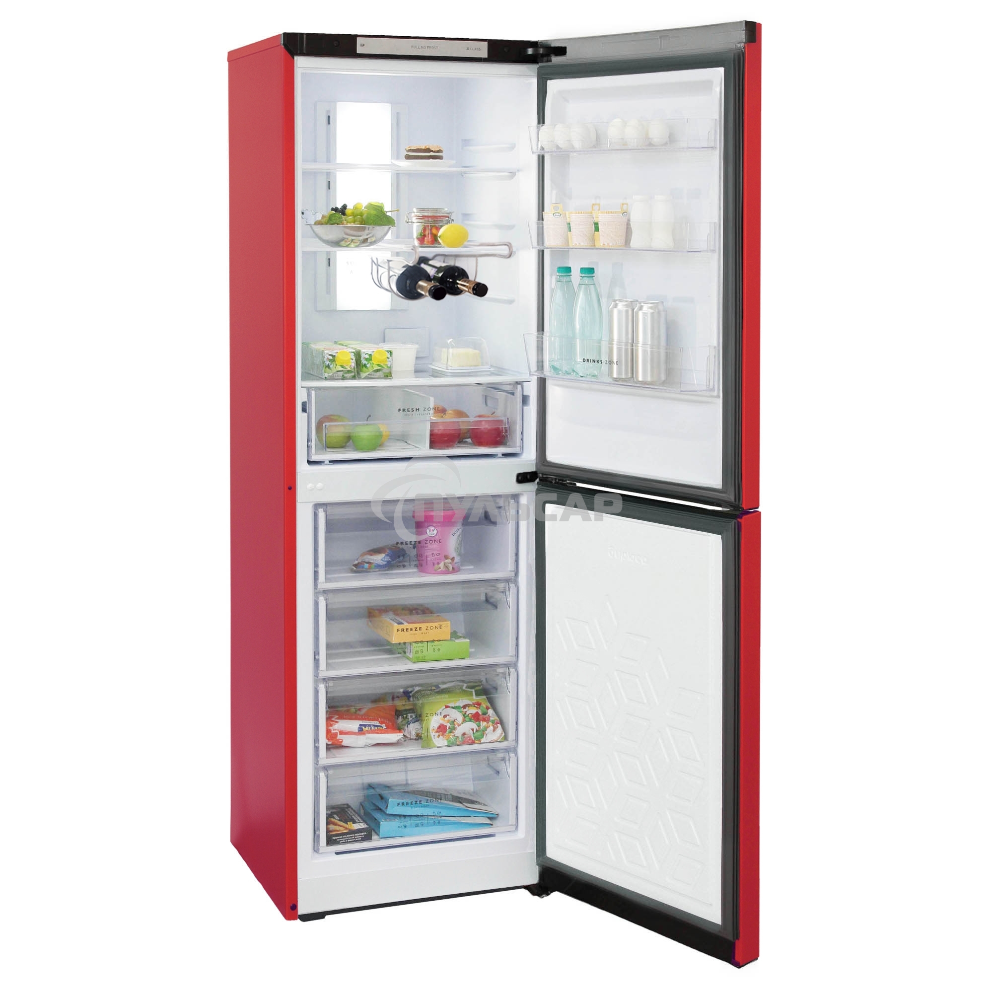 Холодильник Бирюса Б-H940NF красный двухкамерный 210/130л морозильник снизу, No Frost