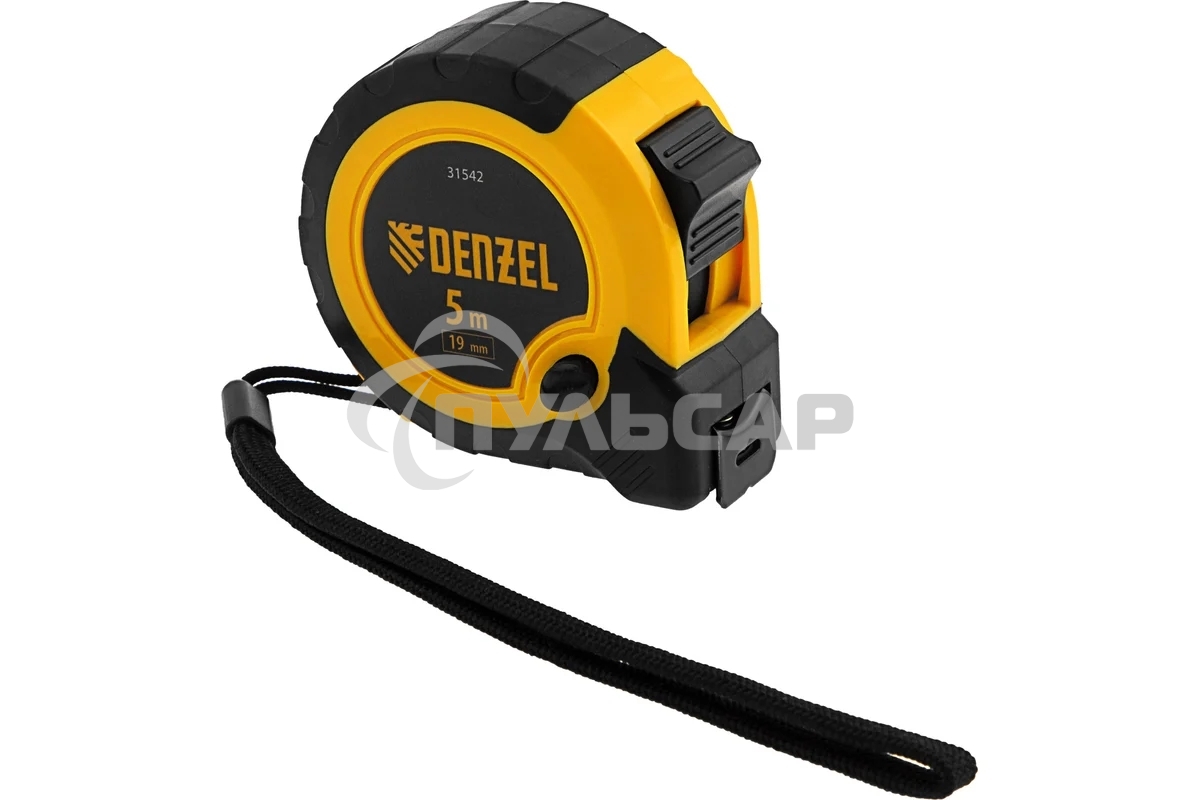 Рулетка 5м х 19мм, двухкомп. корпус, кнопка-пауза Denzel
