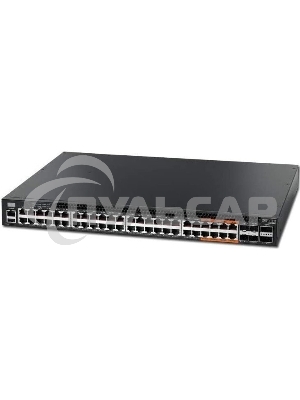 Коммутатор 4610-54P-O-AC-Fv1 Edge-corE 48-Port GE RJ45 port w/ POE+, incl. 8 ports UPOE, 4x10G SFP+, 2 port QSFP+ by DAC or 20G QSFP+ Transceiver, Broadcom Helix 4, Dual-core ARM Cortex A9 1GHz, dual 110-230VAC 920W hot-swappable PSUs, one fixed system fa