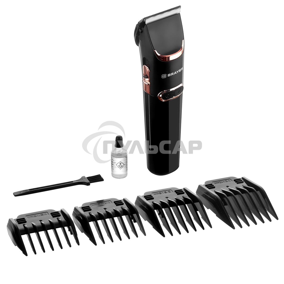 Машинка для стрижки BRAYER BR3401, LED-дисплей, 4 насад, турбо, титан. покр, регу. высоты лезвий