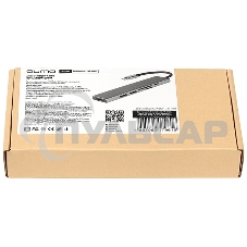 Док-станция Qumo Dock 7 (HB-0008), Type-C, PD, HDMI, 4k 30Hz, 1080p 60 Hz, GE1000 MBS, 4 USB 3.0, 20 см, SD, Micro SD, металлический корпус, темно-серый