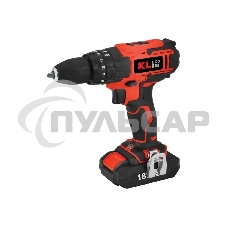 Шуруповерт ударный аккумуляторный KLECO KE18DM-15 (18В, Li-ion-1шт, 1,5 А·ч, 30Нм, З/У, биты 32шт, сверла 9шт дерево/металл)