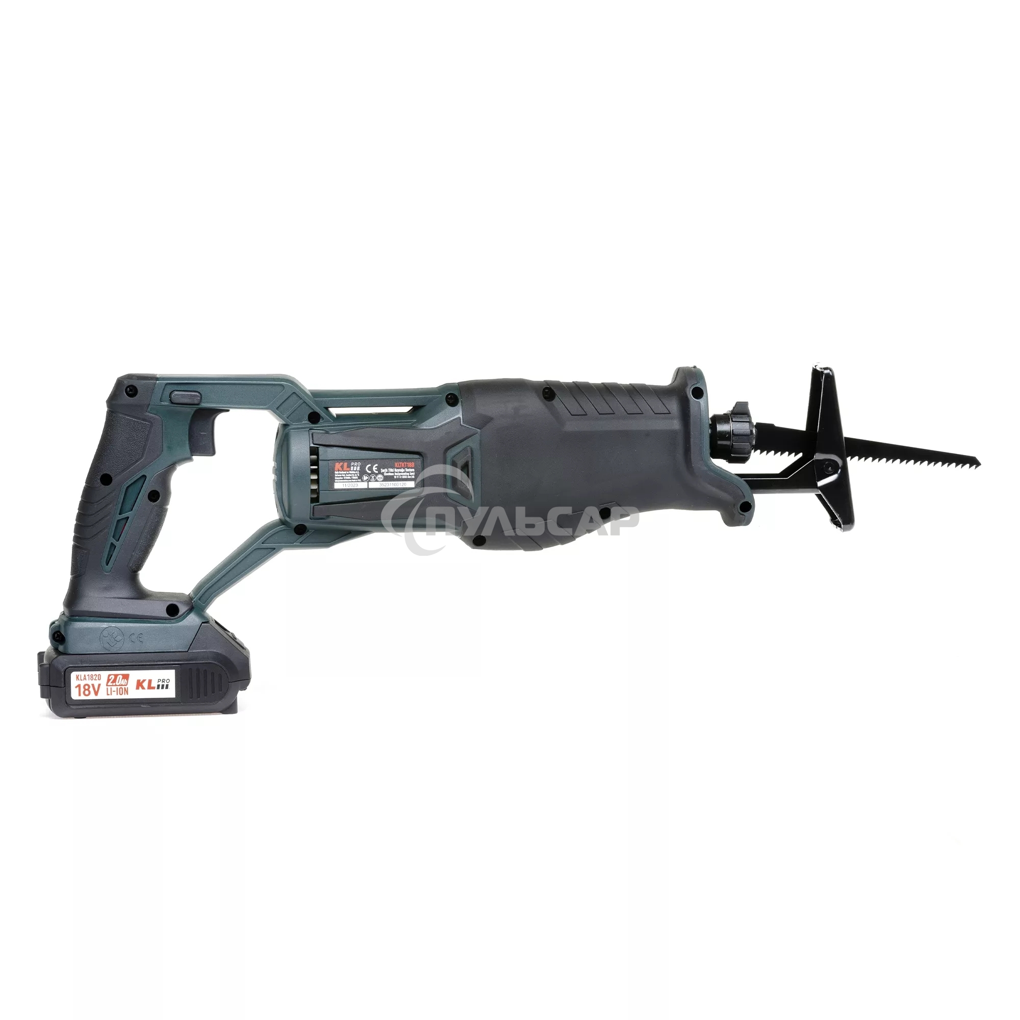 Профессиональная пила сабельная бесщеточная KLPRO KLTKT18B-20 (18 В, Li-ion-2шт, 2.0А·ч, полотна дерево/металл, ЗУ, сумка)