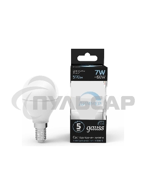 Лампа светодиодная Gauss Led Globe-dim E14 7Вт 4100К диммируемая