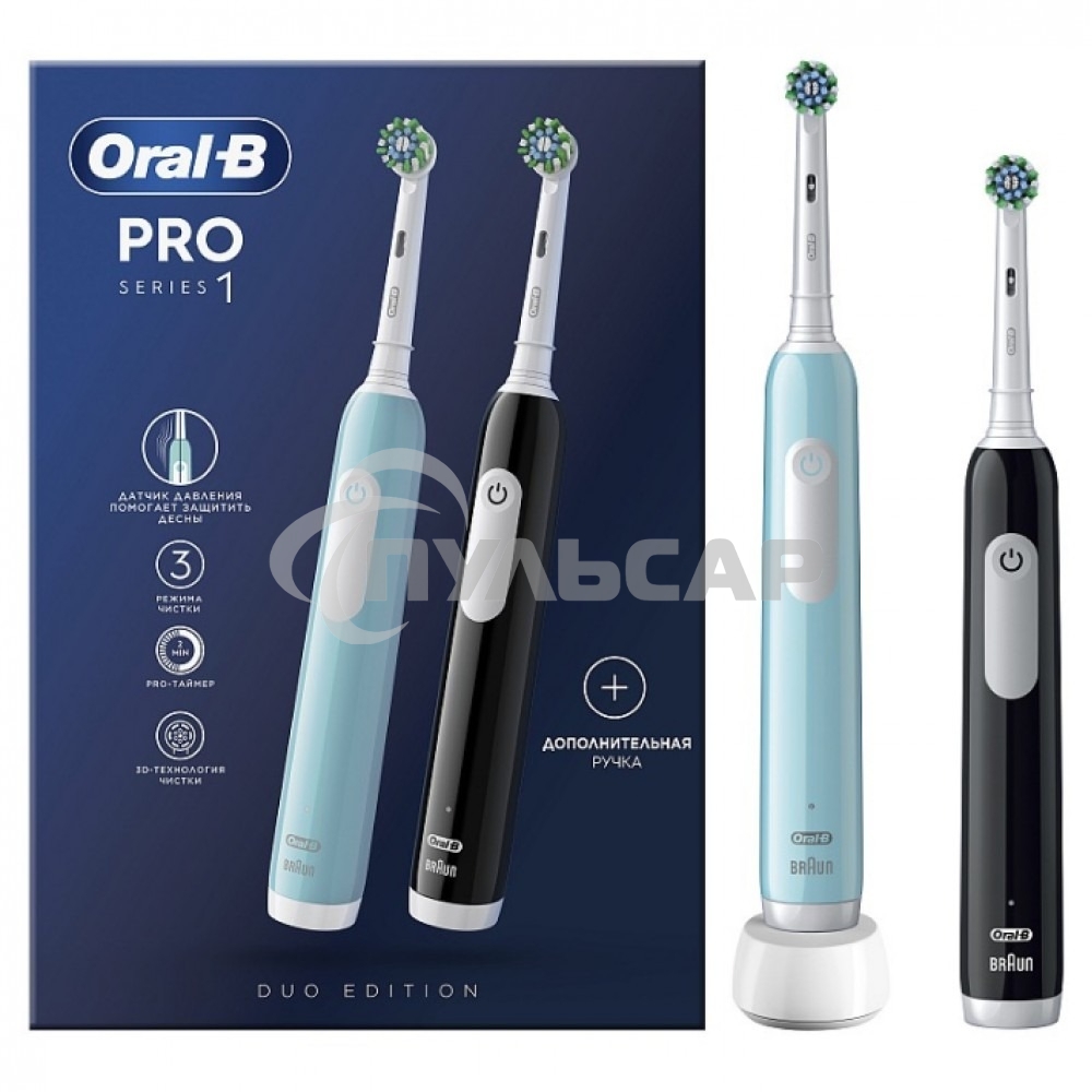 Набор электрических зубных щеток Oral-B Pro Series 1 бирюзовый/черный