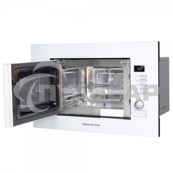 Микроволновая печь встраиваемая Zigmund & Shtain BMO 21 W белый, 20 л, 1200 Вт, переключатели - поворотный механизм/кнопки