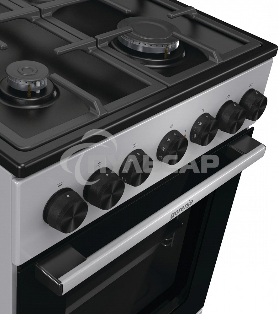 Плита комбинированная Gorenje GK5B44SF серебристый, конфорок 4 газовых, духовка 70 л, 50 см x 85 см x 59.4 см