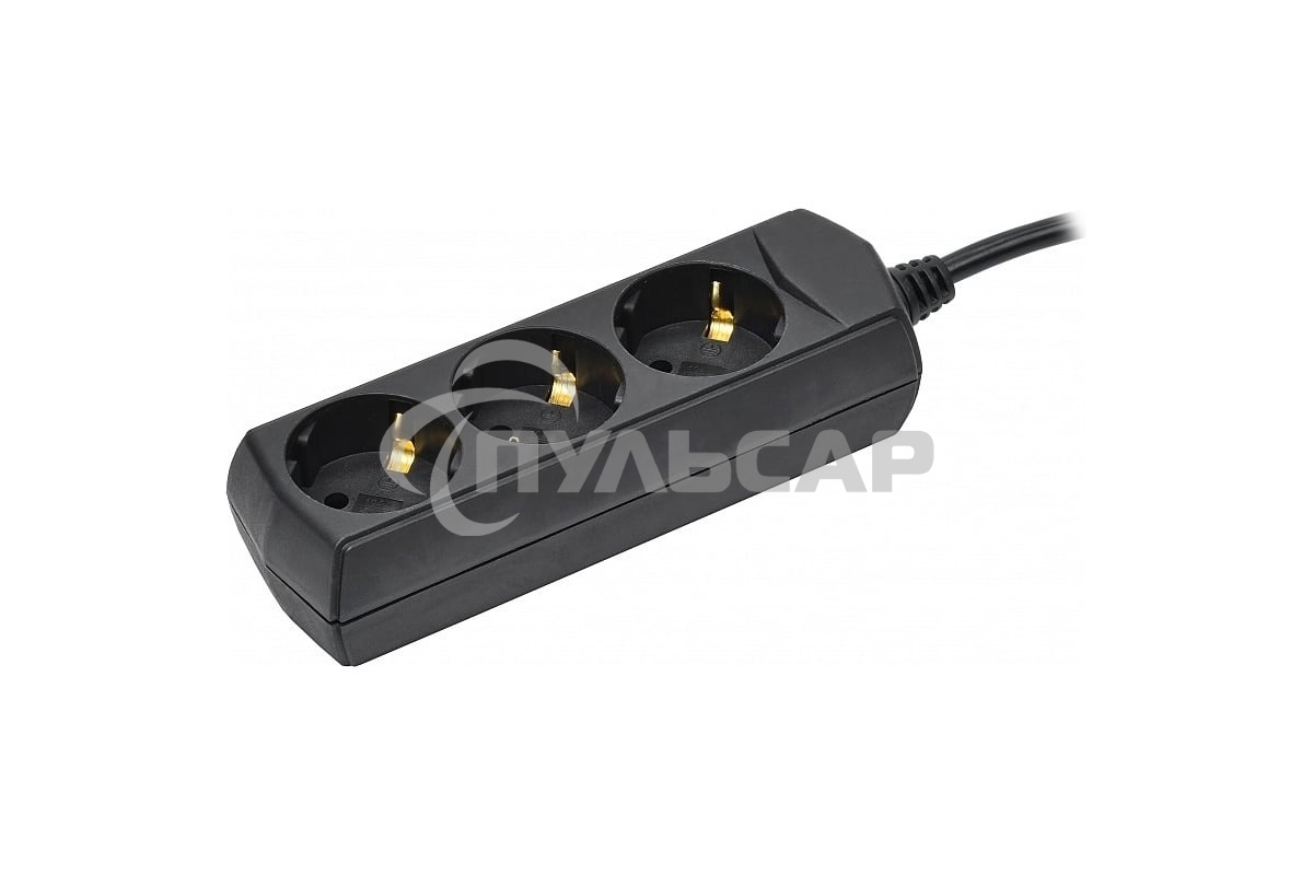 Сетевой удлинитель IEK У03 5м, 3 розетки, черный