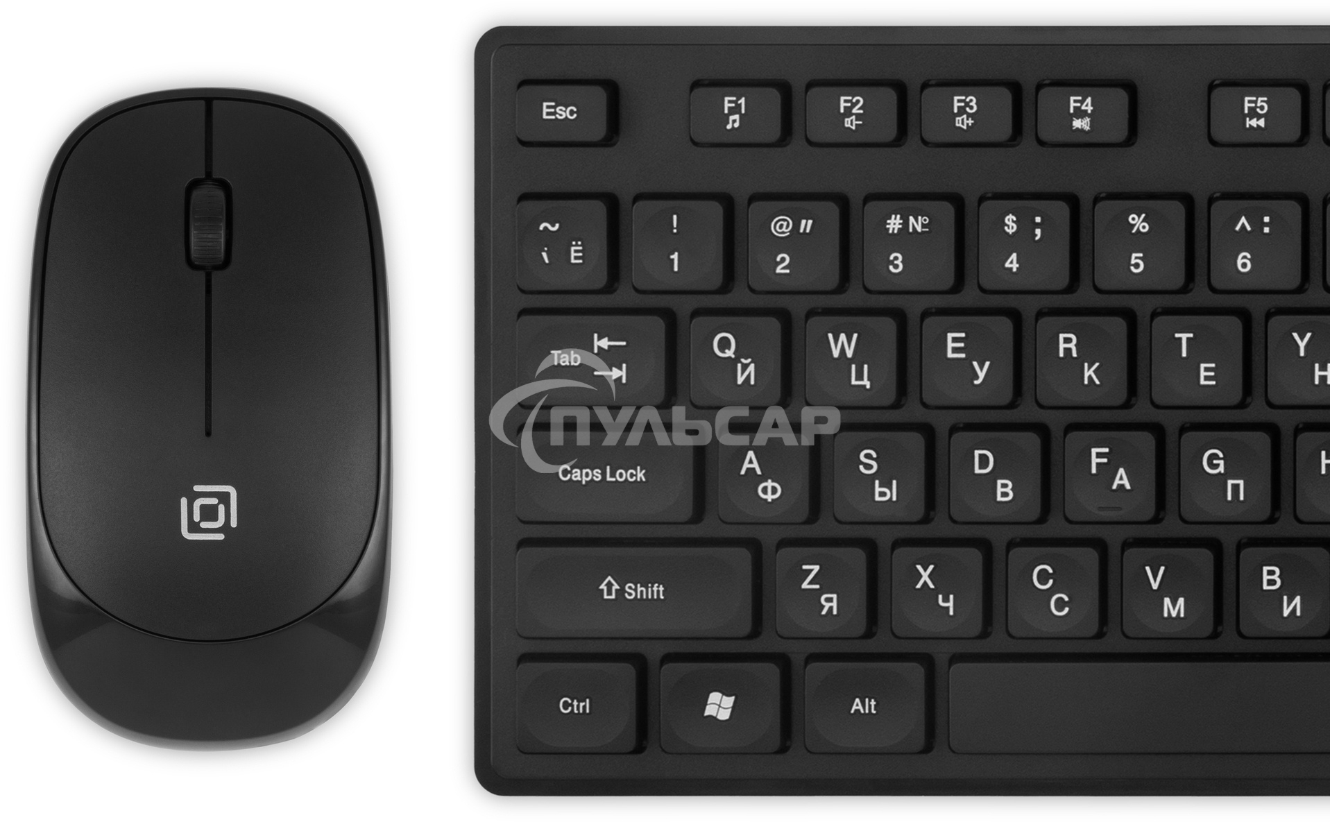 Комплект клавиатура + мышь Оклик S255W клав:черный мышь:черный USB беспроводная Multimedia (1909361)