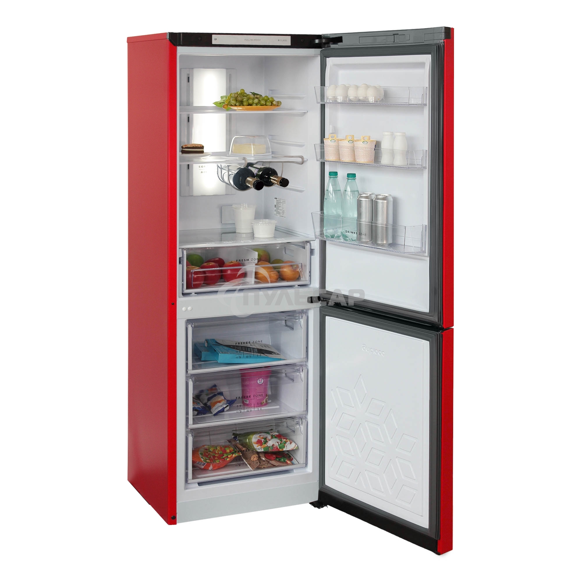 Холодильник Бирюса B-H920NF красный двухкамерный 210/100 л морозилка снизу, No Frost