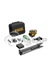 Лазерный уровень мультипризменный Denzel DLV-360-3T, 30 м, зеленый луч, Li-Ion 2,4 Aч, штатив