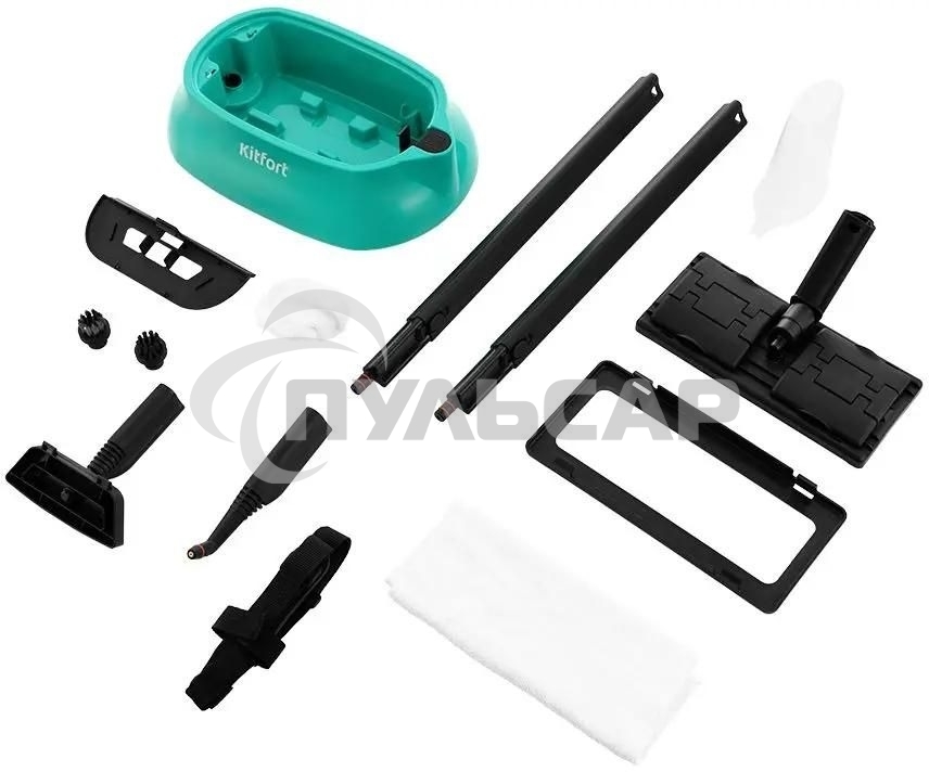 Пароочиститель напольный Kitfort КТ-9102-3 черный/бирюзовый