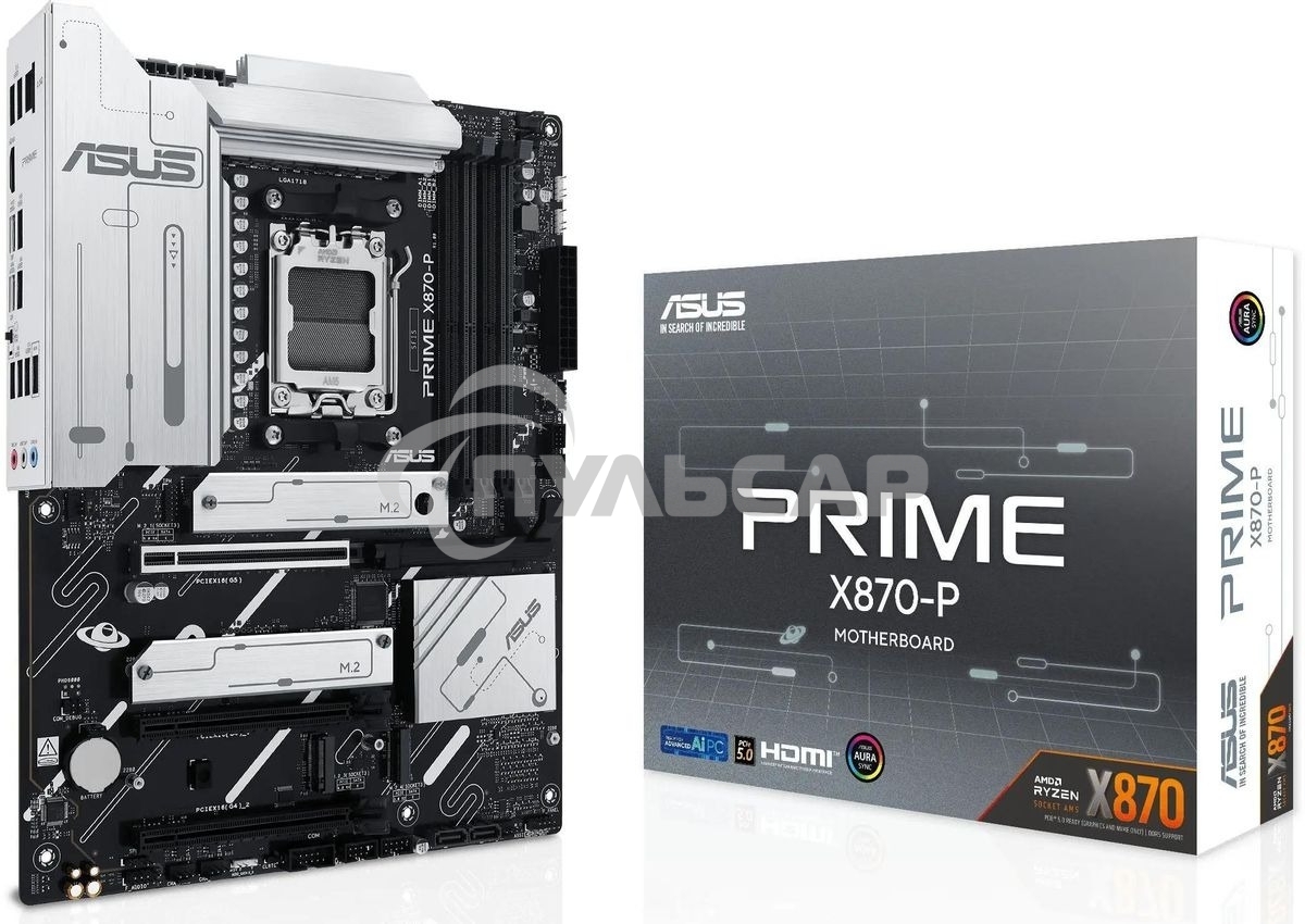 Материнская плата ASUS PRIME X870-P, AM5, AMD X870, 4xDDR5, 2xSATA, 4xM.2, 1xPCIe 5.0 x16, 2xPCIe 4.0 x1, 1xHDMI, 2xUSB-C, 1x 2.5Gb LAN, 4xUSB-A 3.2 Gen 1, 1xUSB-A 3.2 Gen 2, 4xUSB-A 2.0, 3x3.5 мм, 7.1, ATX