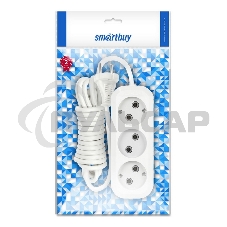 Удлинитель бытовой Smartbuy (SBE-10-3-05-N) 3 гнз х 5,0 м (10А/2.2кВт, ПВС 2х1.0)