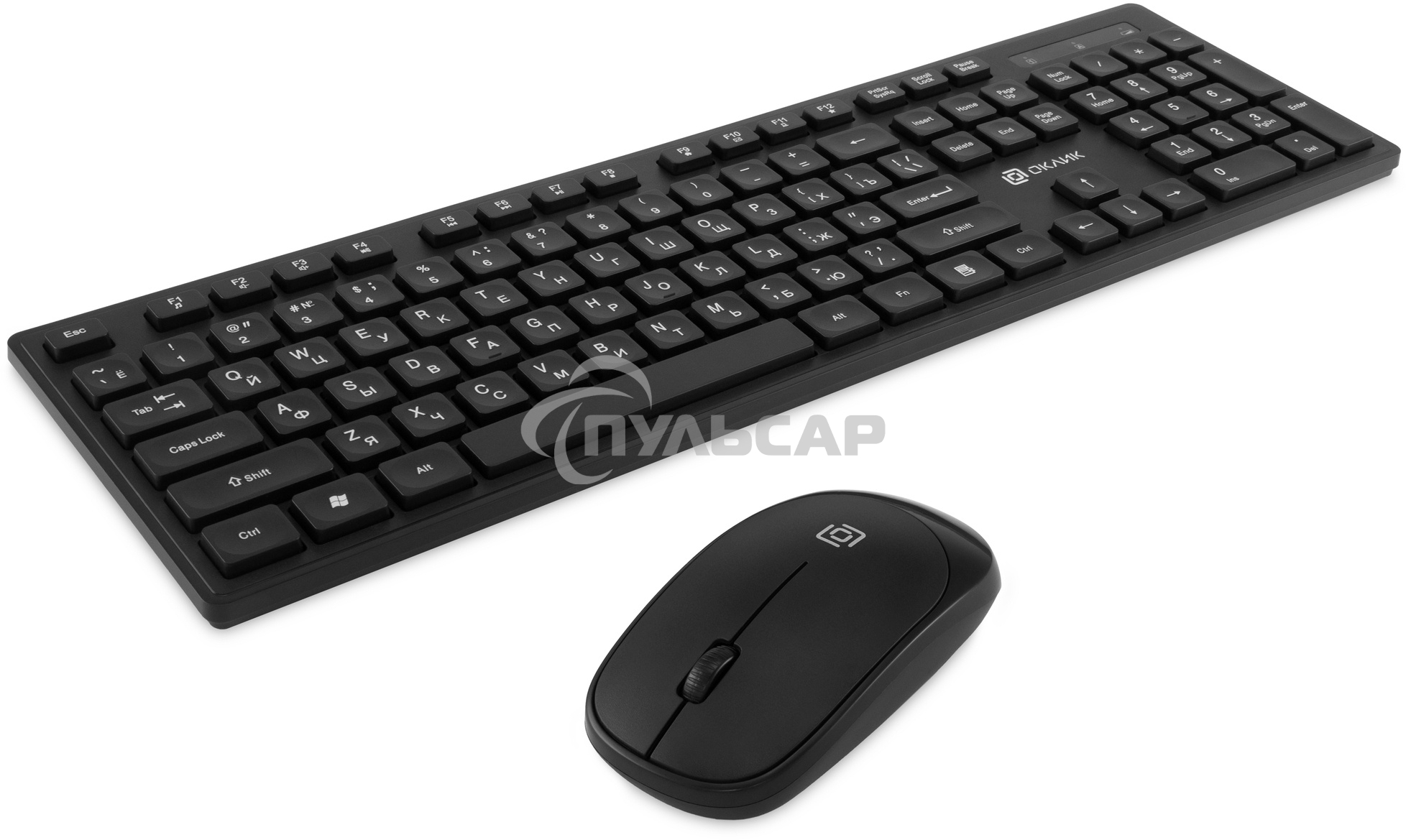 Комплект клавиатура + мышь Оклик S255W клав:черный мышь:черный USB беспроводная Multimedia (1909361)