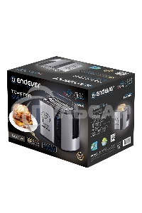 Тостер электрический ENDEVER Skyline ST-127, мощность 800 Вт, стальной/черный, 6 реж. поджаривания, 2 отсека для тостов, 4 шт/уп