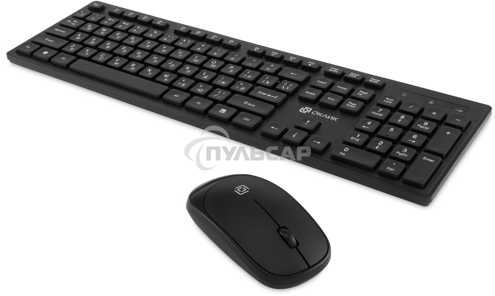 Комплект клавиатура + мышь Оклик S255W клав:черный мышь:черный USB беспроводная Multimedia (1909361)