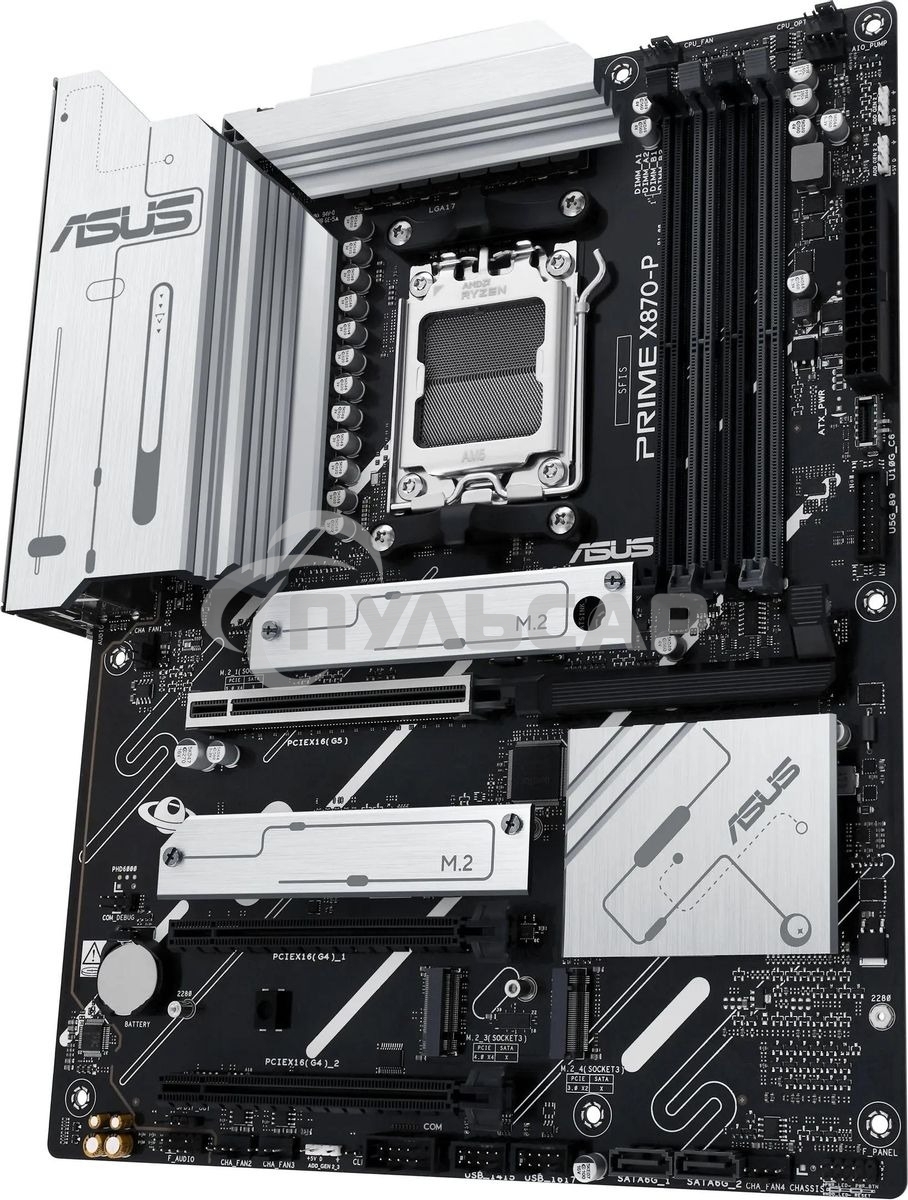 Материнская плата ASUS PRIME X870-P, AM5, AMD X870, 4xDDR5, 2xSATA, 4xM.2, 1xPCIe 5.0 x16, 2xPCIe 4.0 x1, 1xHDMI, 2xUSB-C, 1x 2.5Gb LAN, 4xUSB-A 3.2 Gen 1, 1xUSB-A 3.2 Gen 2, 4xUSB-A 2.0, 3x3.5 мм, 7.1, ATX