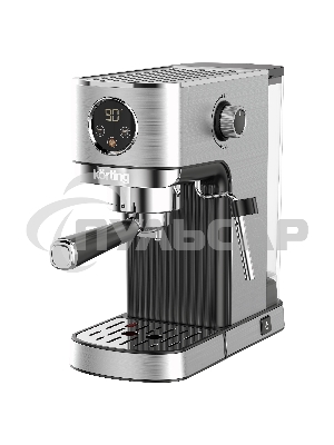 Кофеварка рожковая Korting KCM 1001 EX нержавеющая сталь, молотый, 1.2 л, 1350 Вт, 20 бар