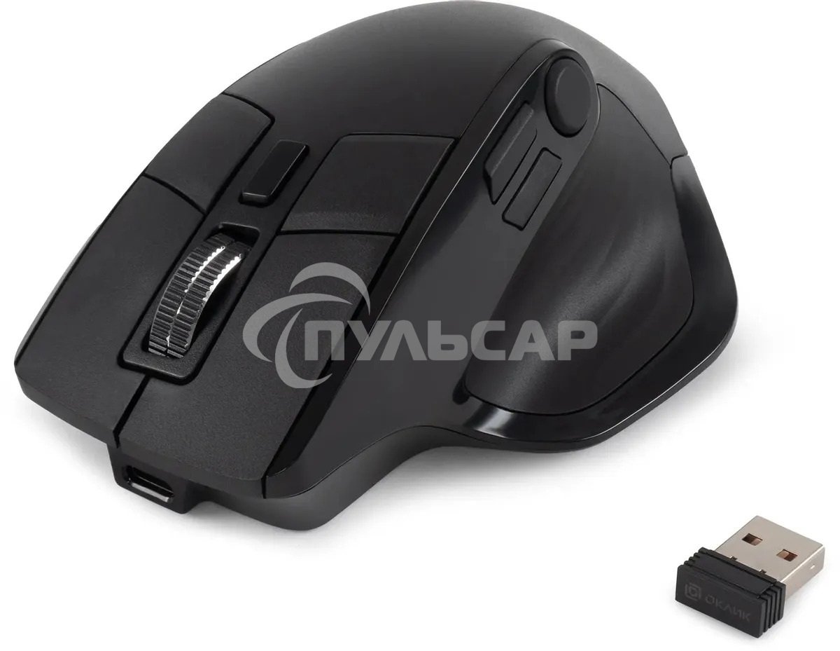 Мышь беспроводная Oklick 502MW черный, 2400 dpi, радиоканал, Bluetooth, USB, кнопки - 9