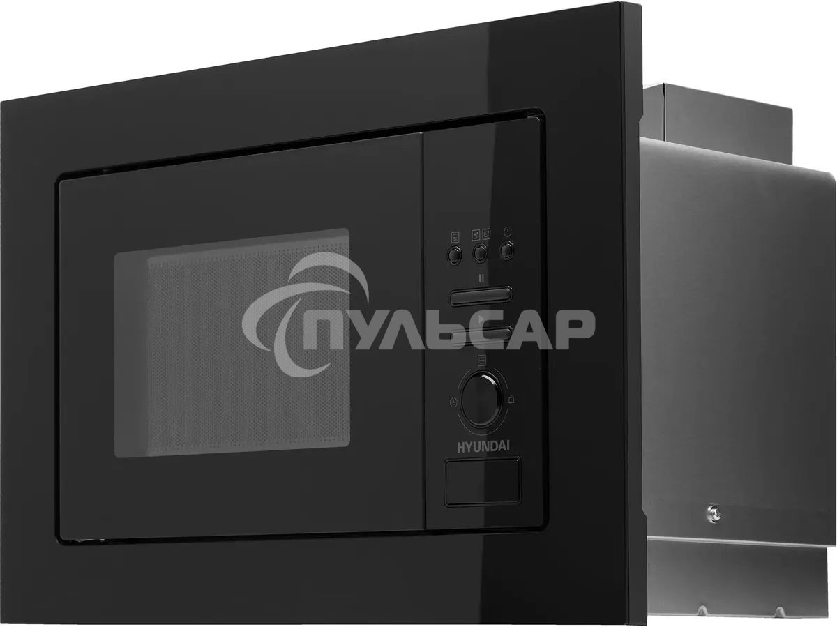 Микроволновая печь встраиваемая Hyundai HBW 2040 BG черный, 20 л, 800 Вт, переключатели - кнопки/поворотный механизм