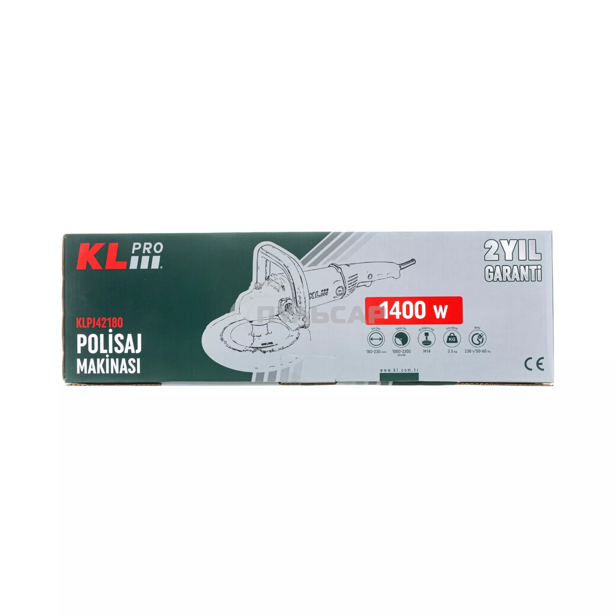 Профессиональная полировальная угловая машина KLPRO KLPJ42180 (1400вт, 3300 об/мин, 230мм, шерстяной войлок в комплекте)