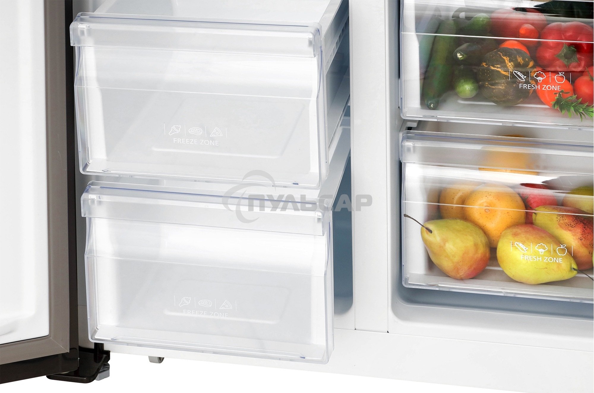 Холодильник HIBERG RFS-480DX NFB инвертер графитовый черный двухкамерный 271/165л морозилка сбоку Side-by-Side